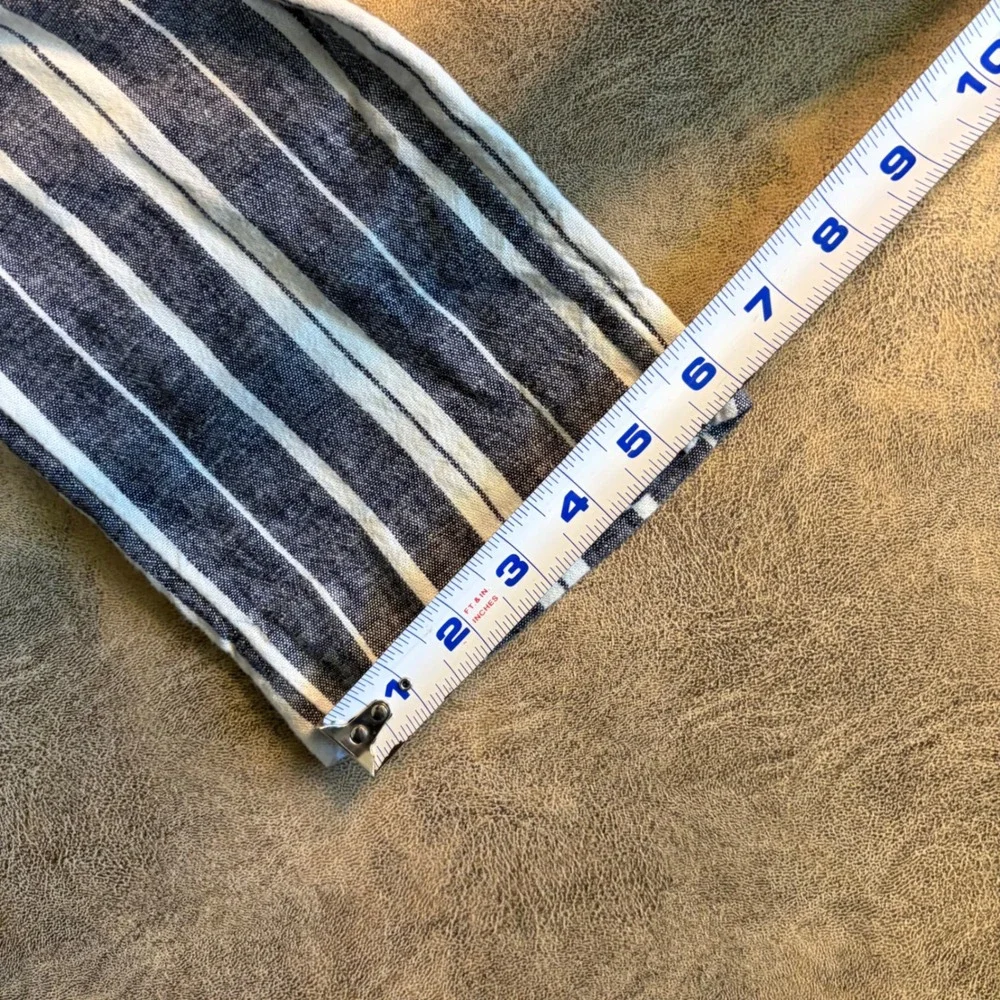 Banana Republic Avery Pants Womens 4 Blue White Striped Linen Blend 459709-00